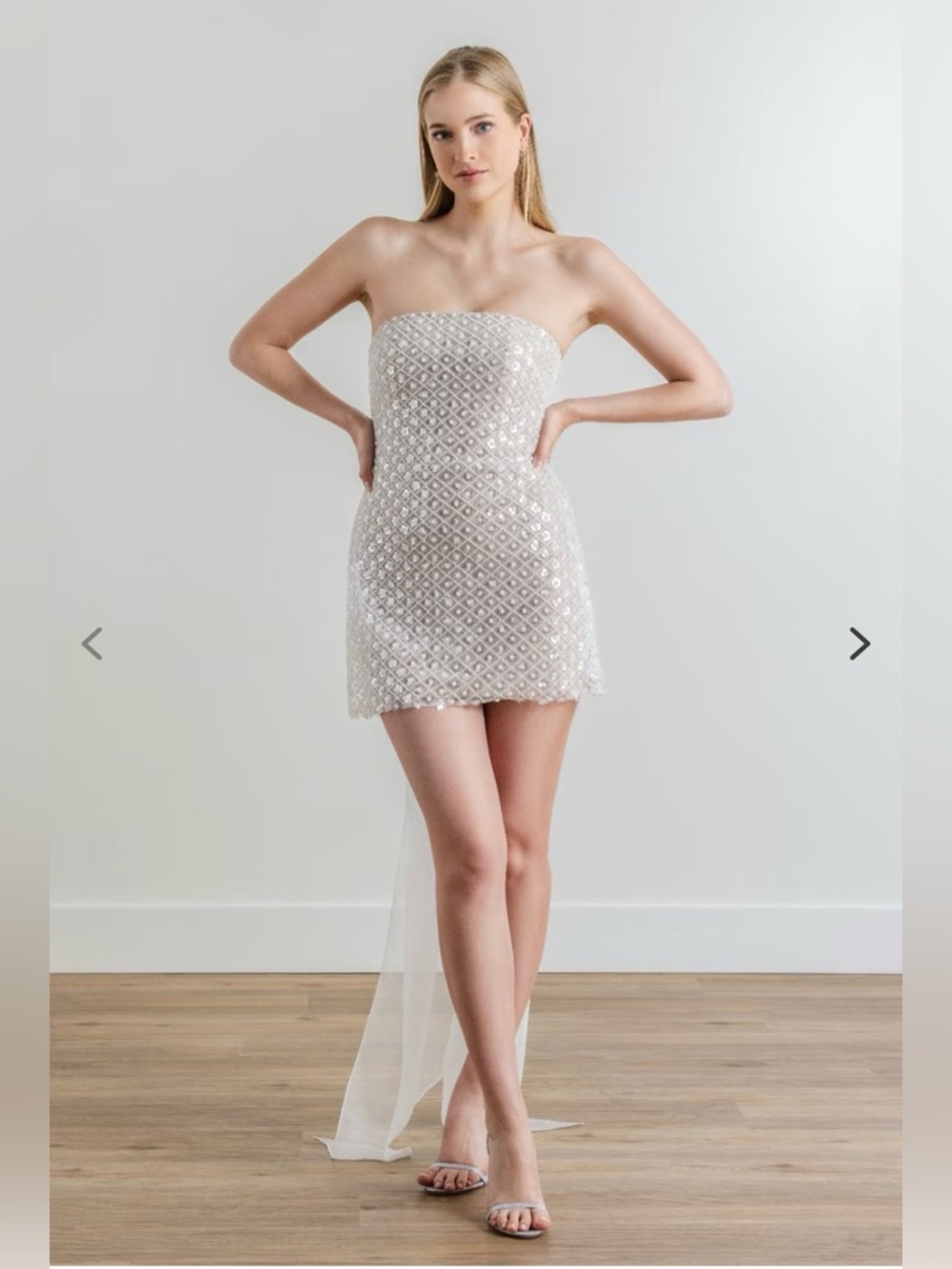 Watters Strapless Sequin Mini Dress in Ivory